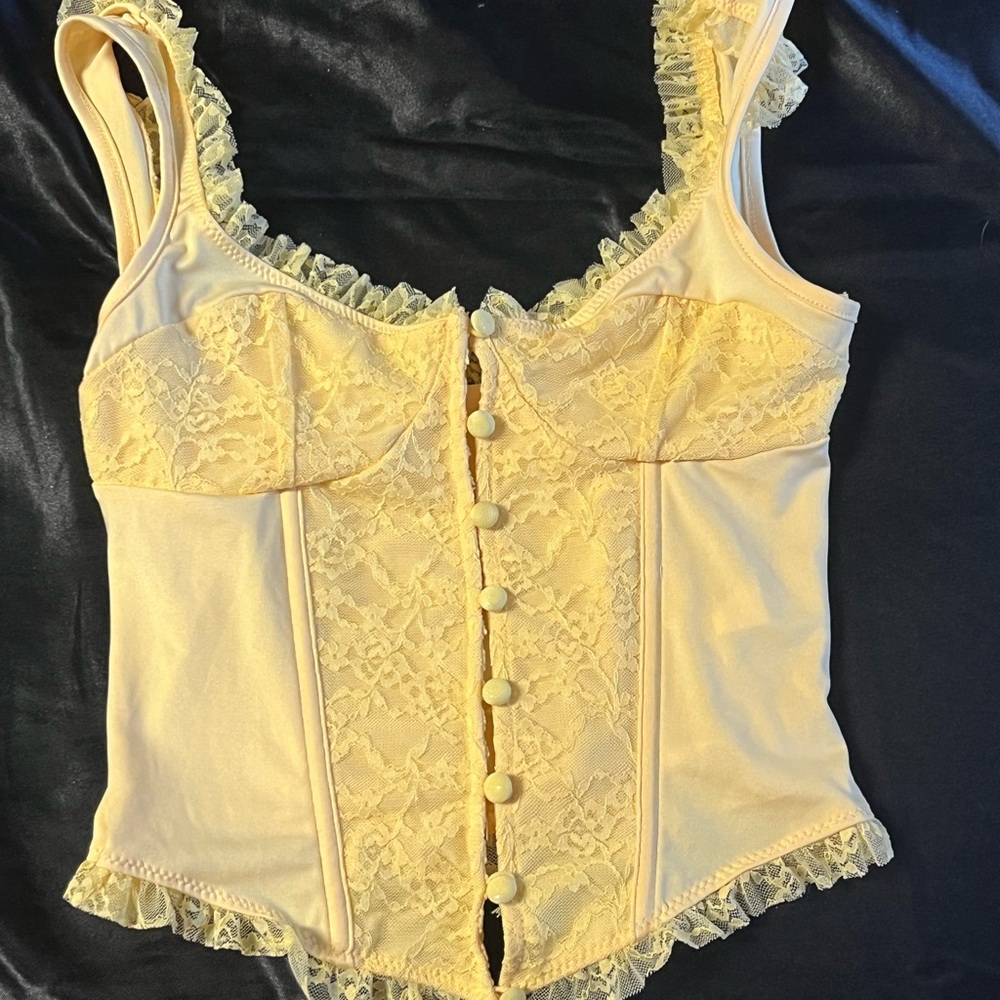 SHEIN Yellow Lace Crop Top